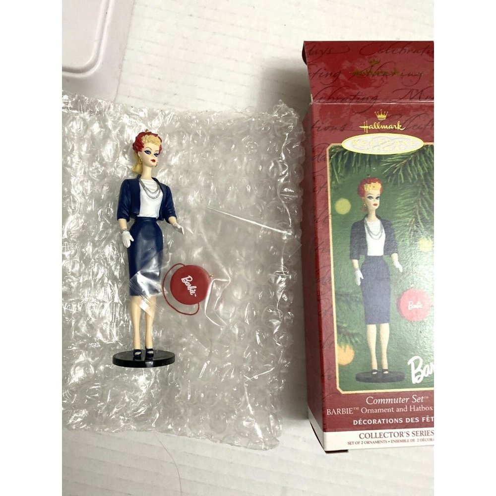 Hallmark Keepsake Ornament 2000 BARBIE Commuter Set‎ 7th in Series Hatbox New